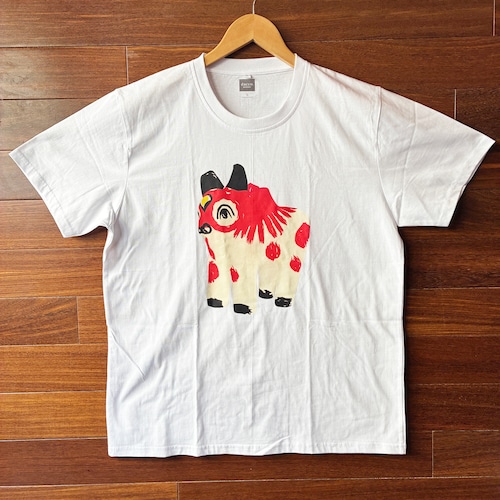 張り子Tシャツ　ウシ　ホワイト（L）　CL007