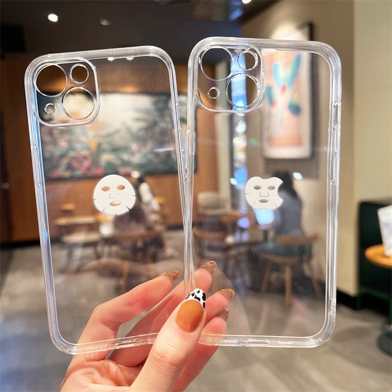 iPhone全機種対応】おもしろデザイン◎フェイスパック シンプル クリア