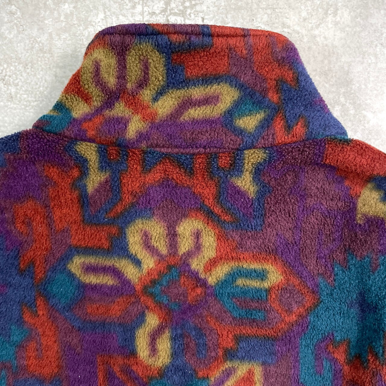 90年代 USA製 LANDS' END ランズエンド 総柄 フリースジャケット