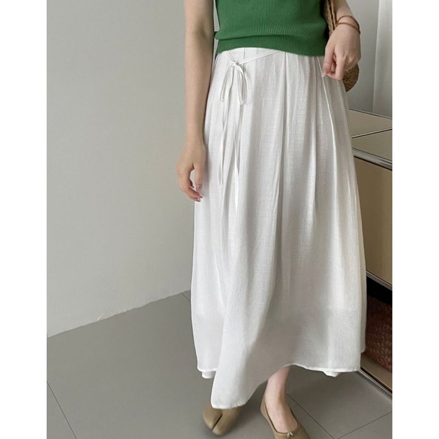 ウエストリボンドレープフレアスカート　201439