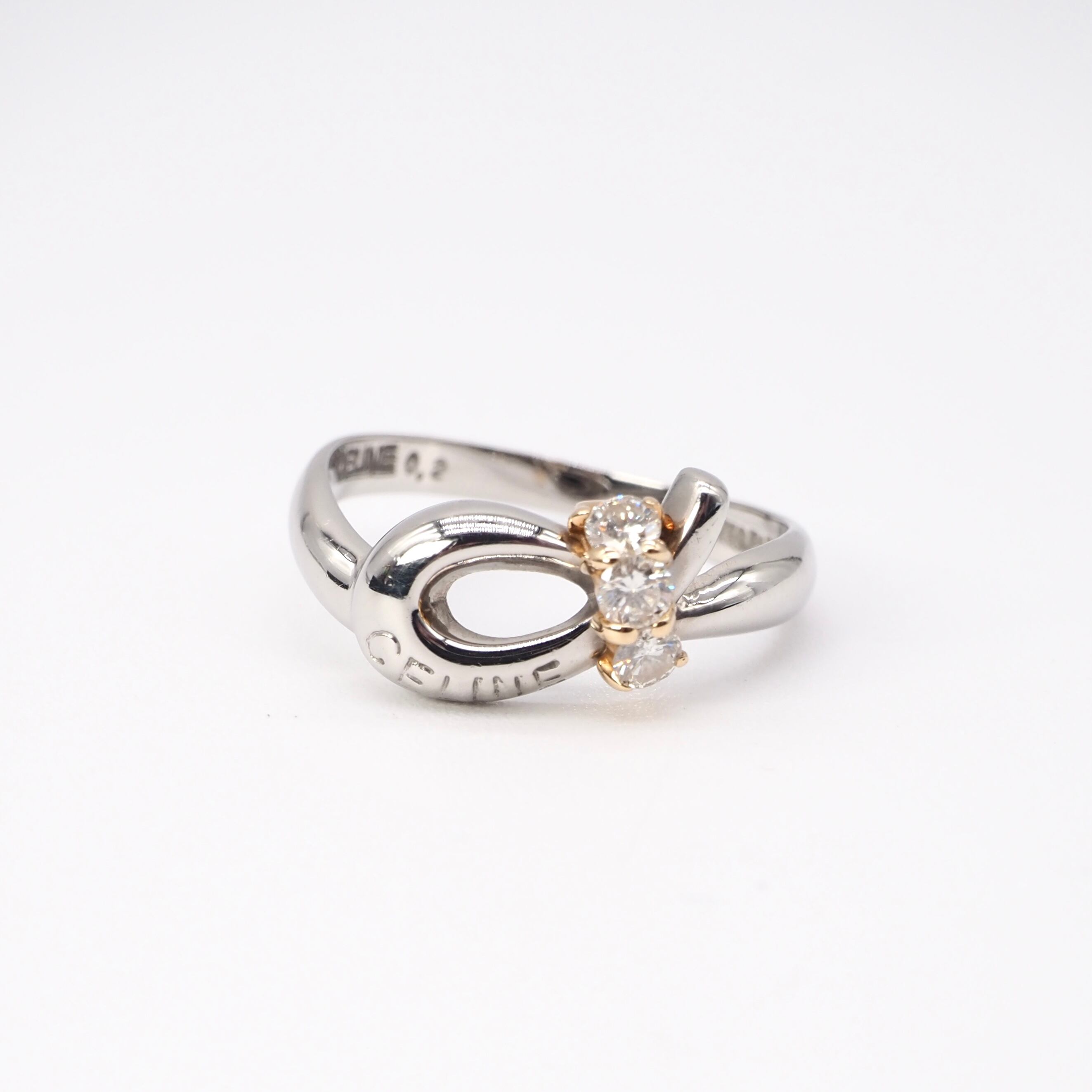 CELINE 約13号 リング K18WG pt900 ダイヤ セリーヌ