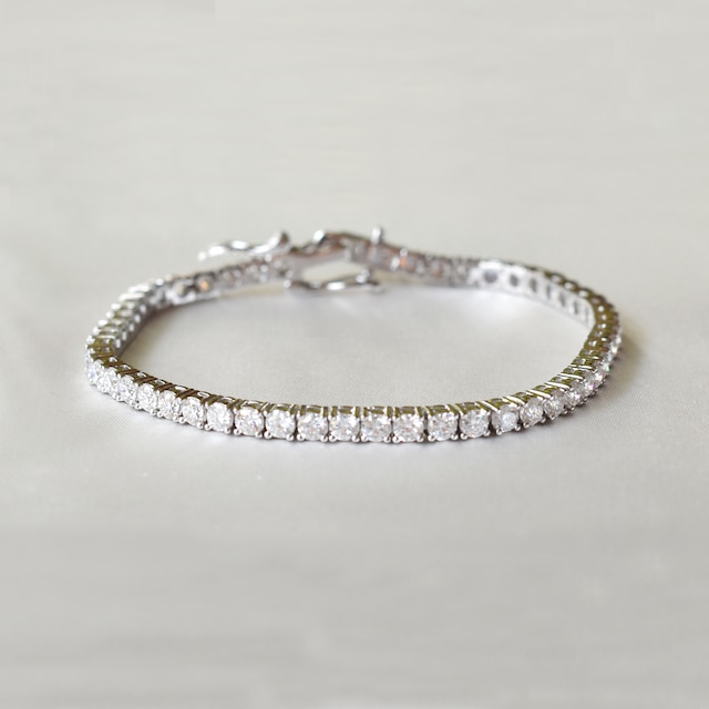 【Tennis Bracelet】 モアサナイト 3mm  テニスブレス 18cm  Silver925【受注生産】