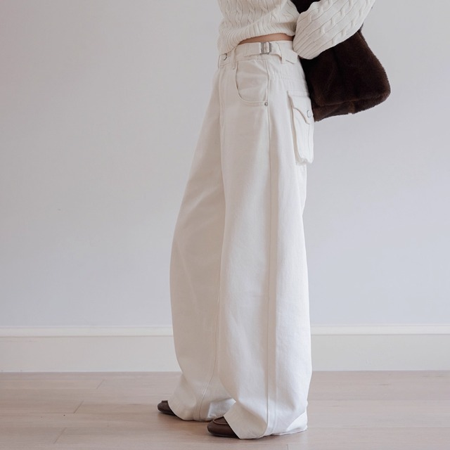 denim wide pants 13979