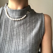 ［全2色］淡水パール × チェーン マンテルネックレス