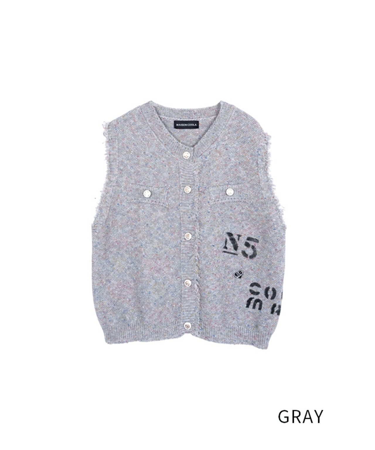COOLA MADEメランジニットベスト (GRAY)　CQ-47036