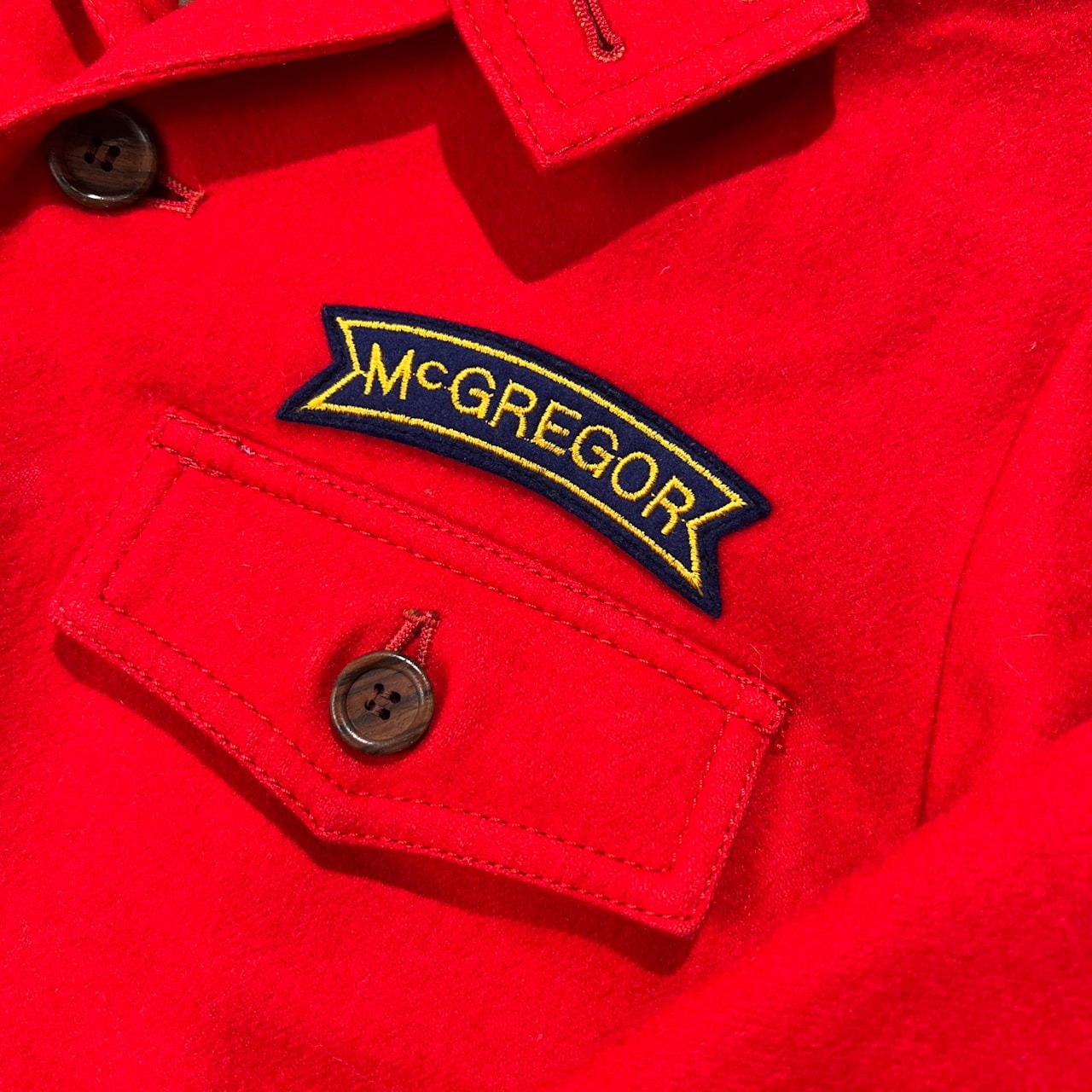 90s McGREGOR マクレガー ニチメン ロゴワッペン 裏チェック ウール ドリズラー ジャケット サイズ M /レッド/ビンテージ/オールド