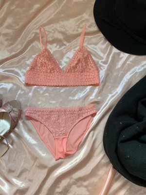 [pink.beige.braletteset］