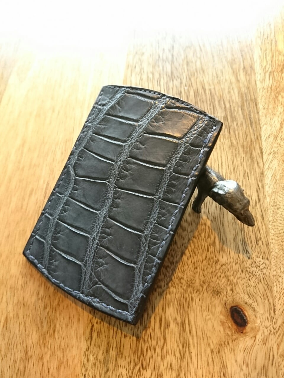 クロコダイルパスケース・ネイビーグレイC | FREAK LEATHER ARTISAN