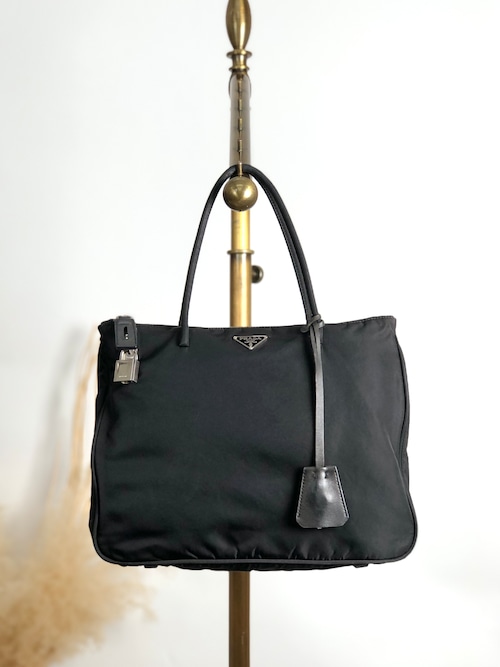 PRADA プラダ トートバッグ ブラック トライアングルロゴ ナイロン カデナ vintage ヴィンテージ オールド a6ap6j