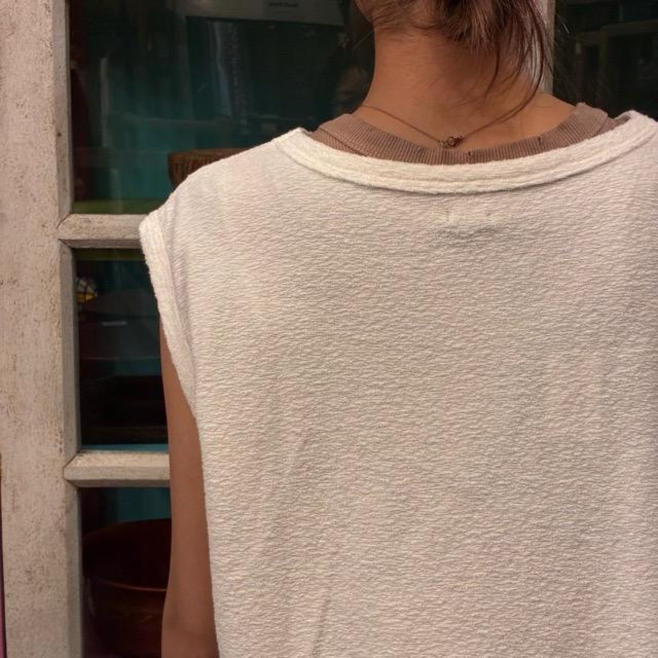 TISSU　ティシュ　パイル タンクトップ　シロ　ホワイト　白　カットソー　コットン　ノースリーブ　オーバーサイズ　ユニセックス　メンズ　レディース