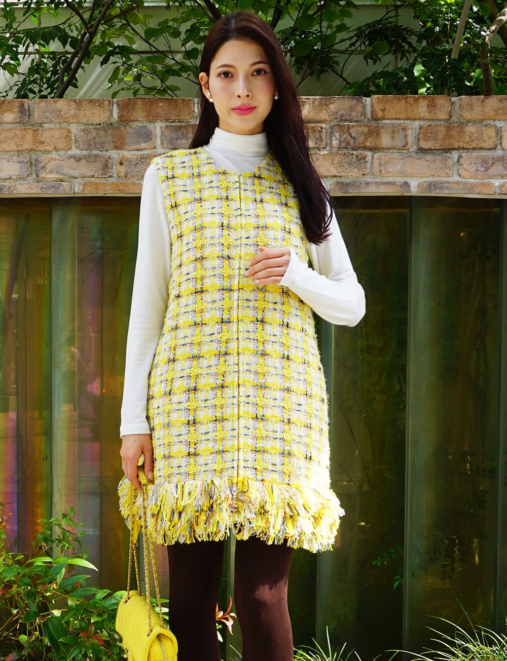 ツイードジレワンピースyellow | amin pur