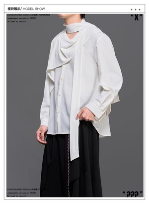 RFDRFD 26AW アシンメトリー ドレープカラー シャツ