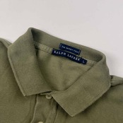 90s 00s RALPH LAUREN ラルフローレン THE SKINNY POLO 鹿の子 半袖 ポロシャツ L/カーキ系 レディース オールド