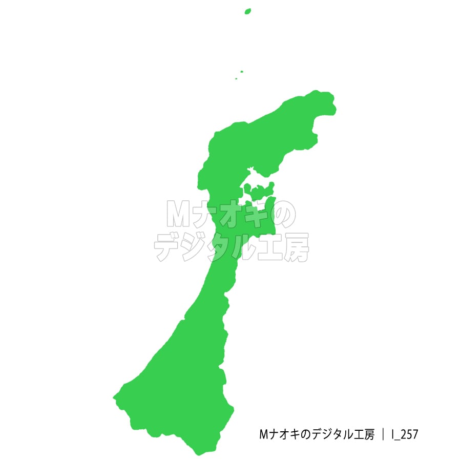 少しゆるい石川県地図 フチなし 【I_257】 A slightly loose map of Ishikawa Prefecture without borders