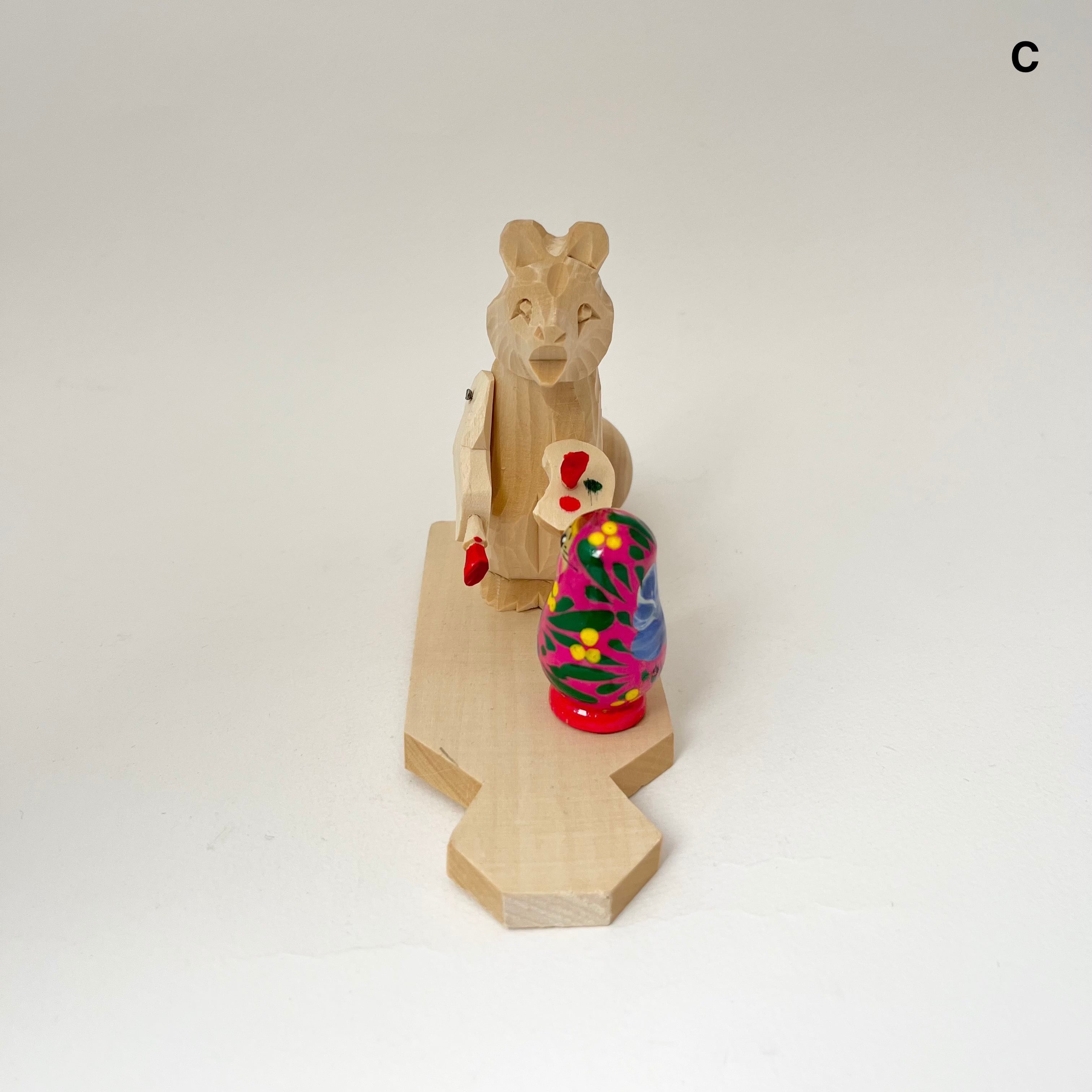 ボゴロツコエ木地玩具「クマのマトリョーシカ職人」桃色