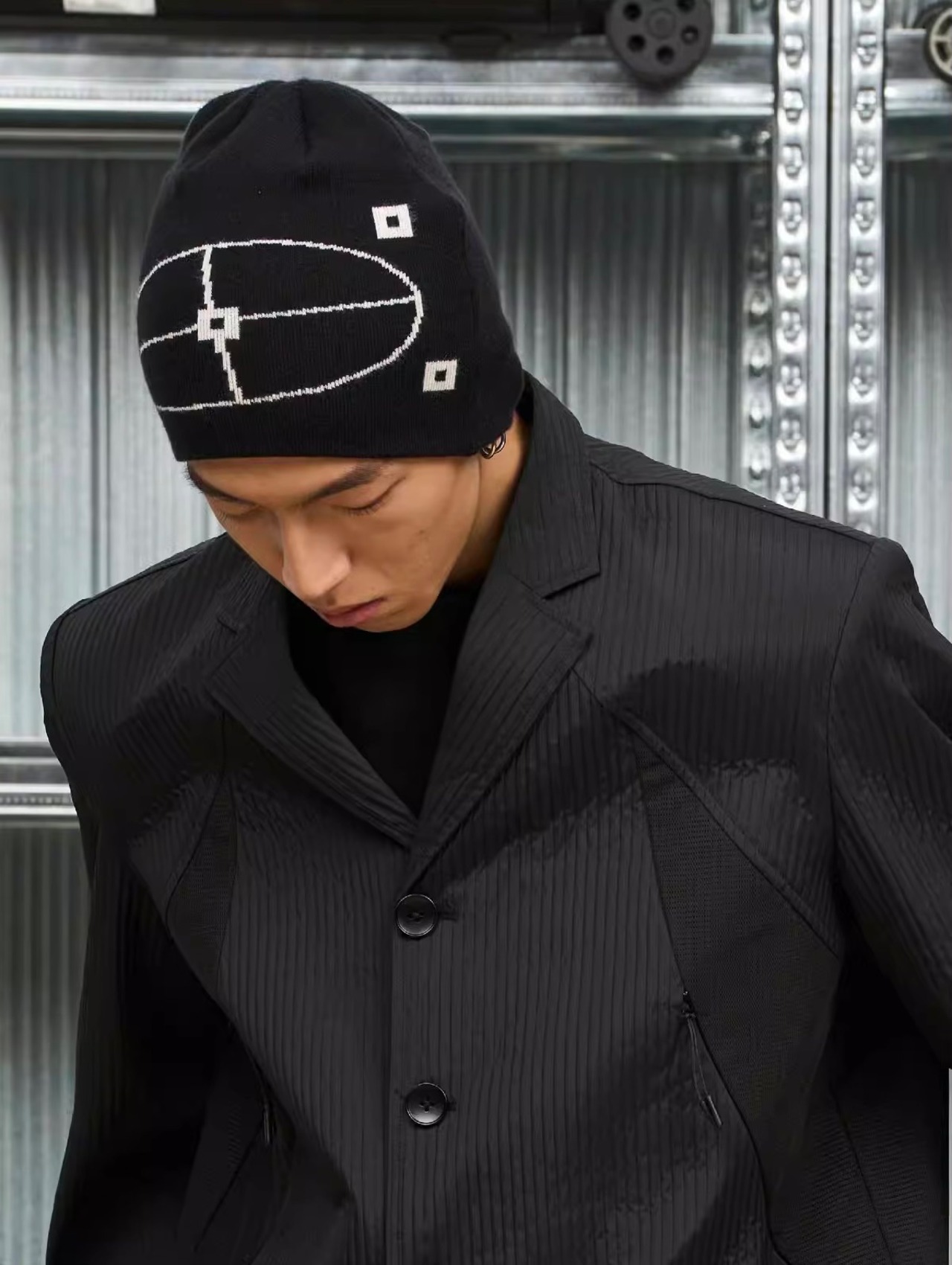 7440 37 1 Brand Logo Knit Beanie