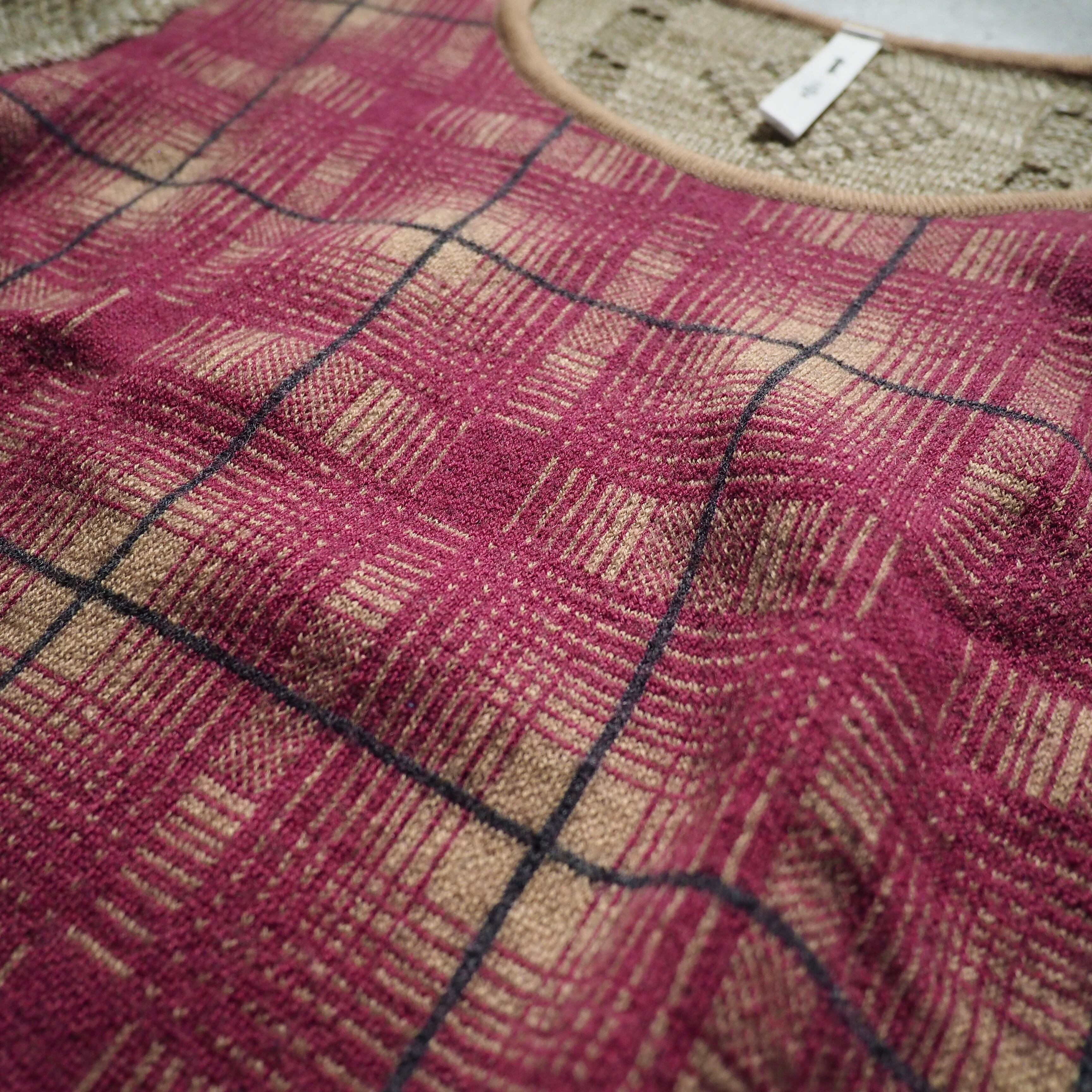 " glamb " Bewitching Ombre check switching Design knit