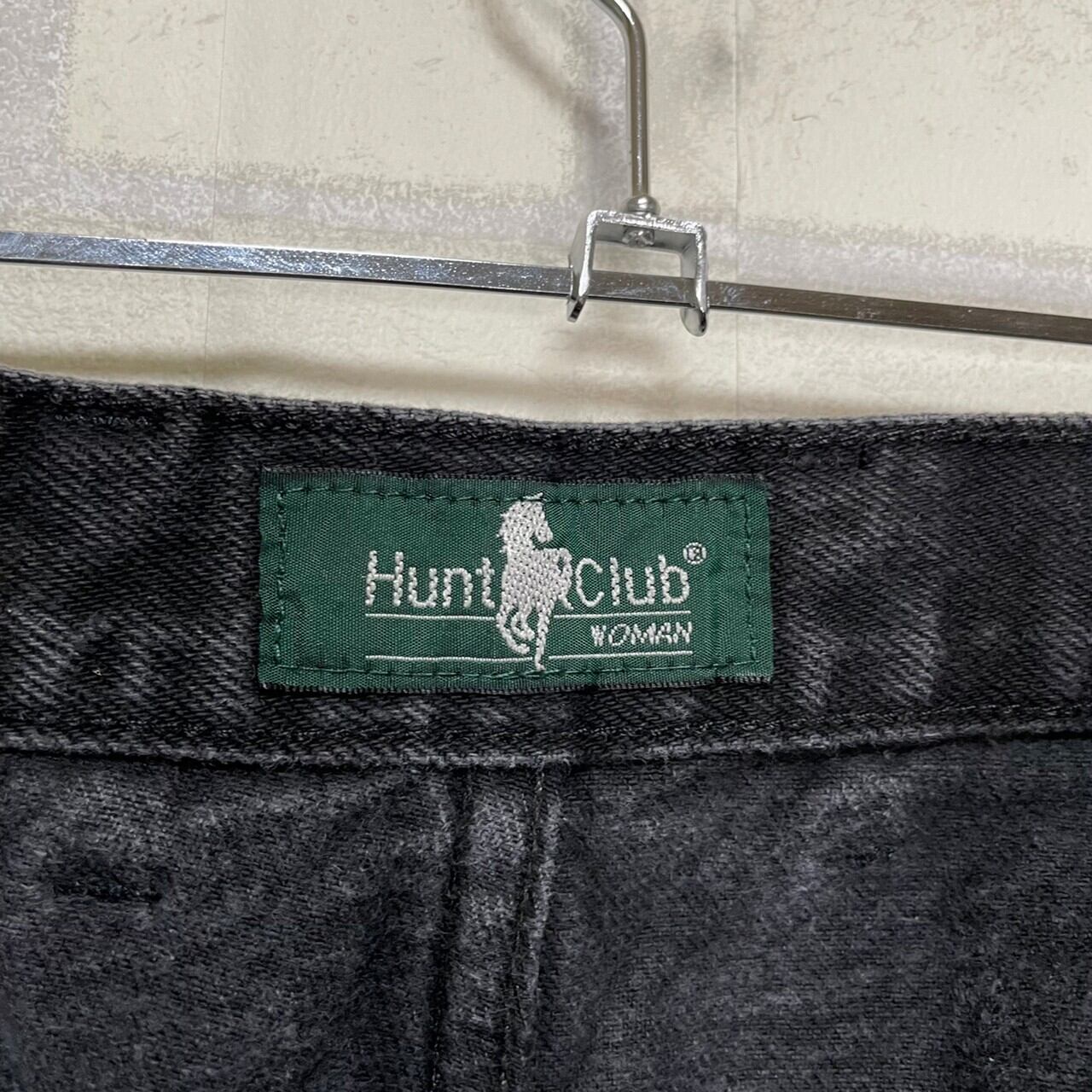 W36×L32】Hunt club ブラックデニムパンツ 革パッチ | 古着屋OLDGREEN
