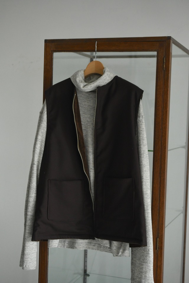 BISOWN / CORDUROY × WO/CA REVERSIBLE VEST (Brown)