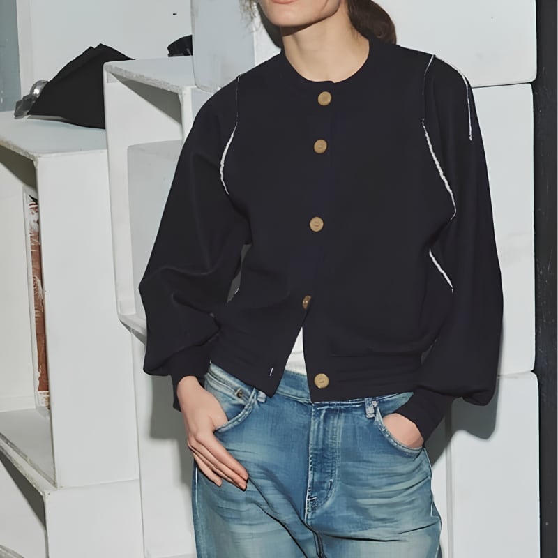 【 ANGELINA 】Sweat-Like Reversible Knit Cardigan