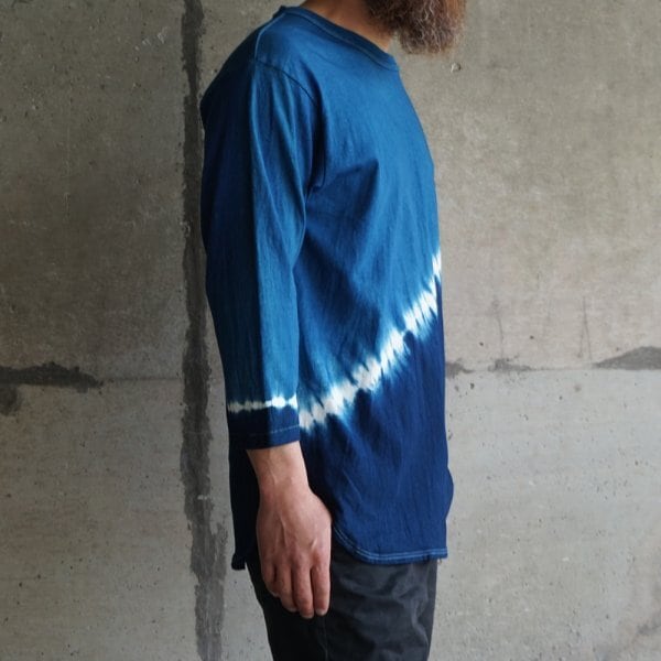 devadurga メンズ tシャツ 七分袖 泥染め 藍染め BOUNDARY 7/S CUT SEW