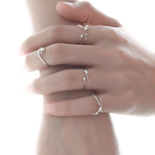 3-Piece adjustable star open ring set C1194