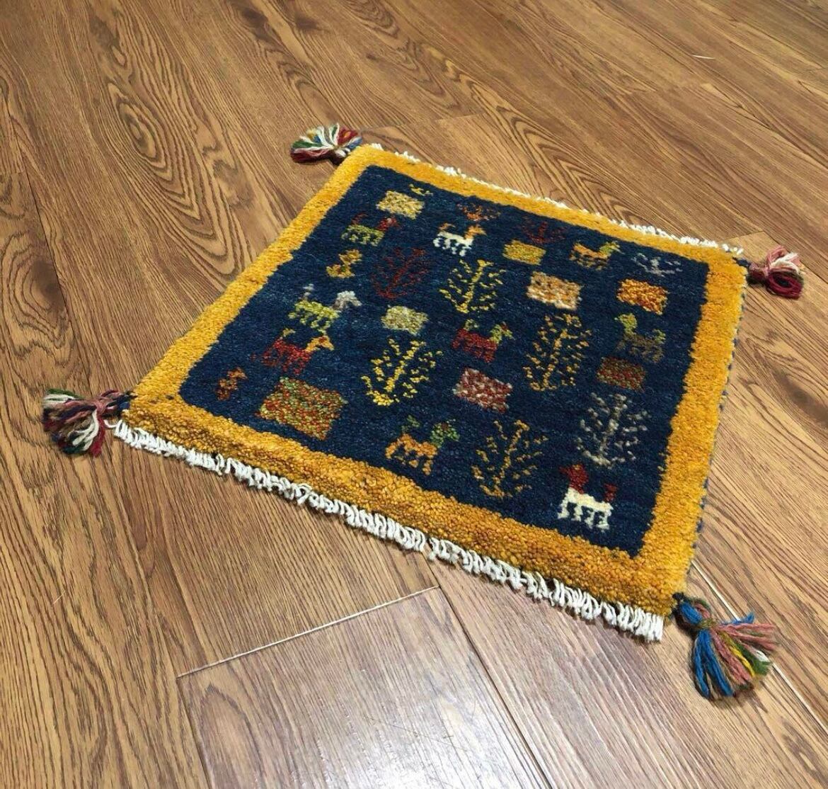 ペルシャギャッベ (ギャベ) チェアマット 43x41cm ギャッベ ラグ ペルシャギャッベ (ギャベ) チェアマット 椅子の座布団 No.GS-1186