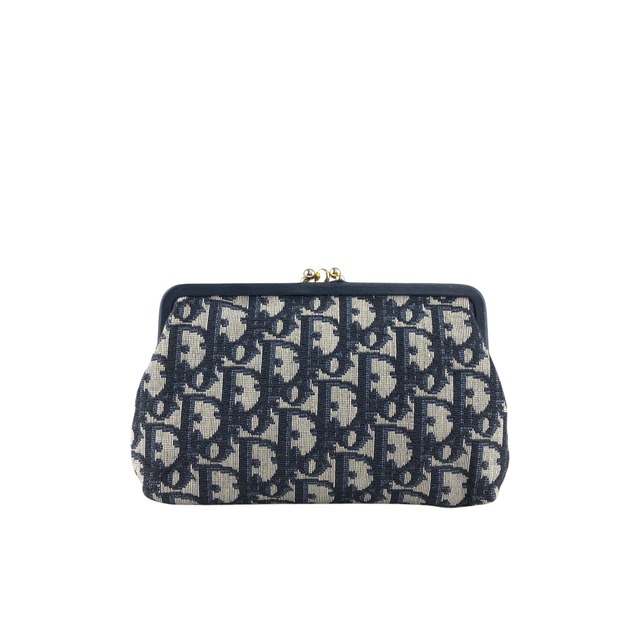 Christian Dior クリスチャン ディオール トロッター ポーチ ネイビー ジャガード vintage ヴィンテージ オールド 4w7znk