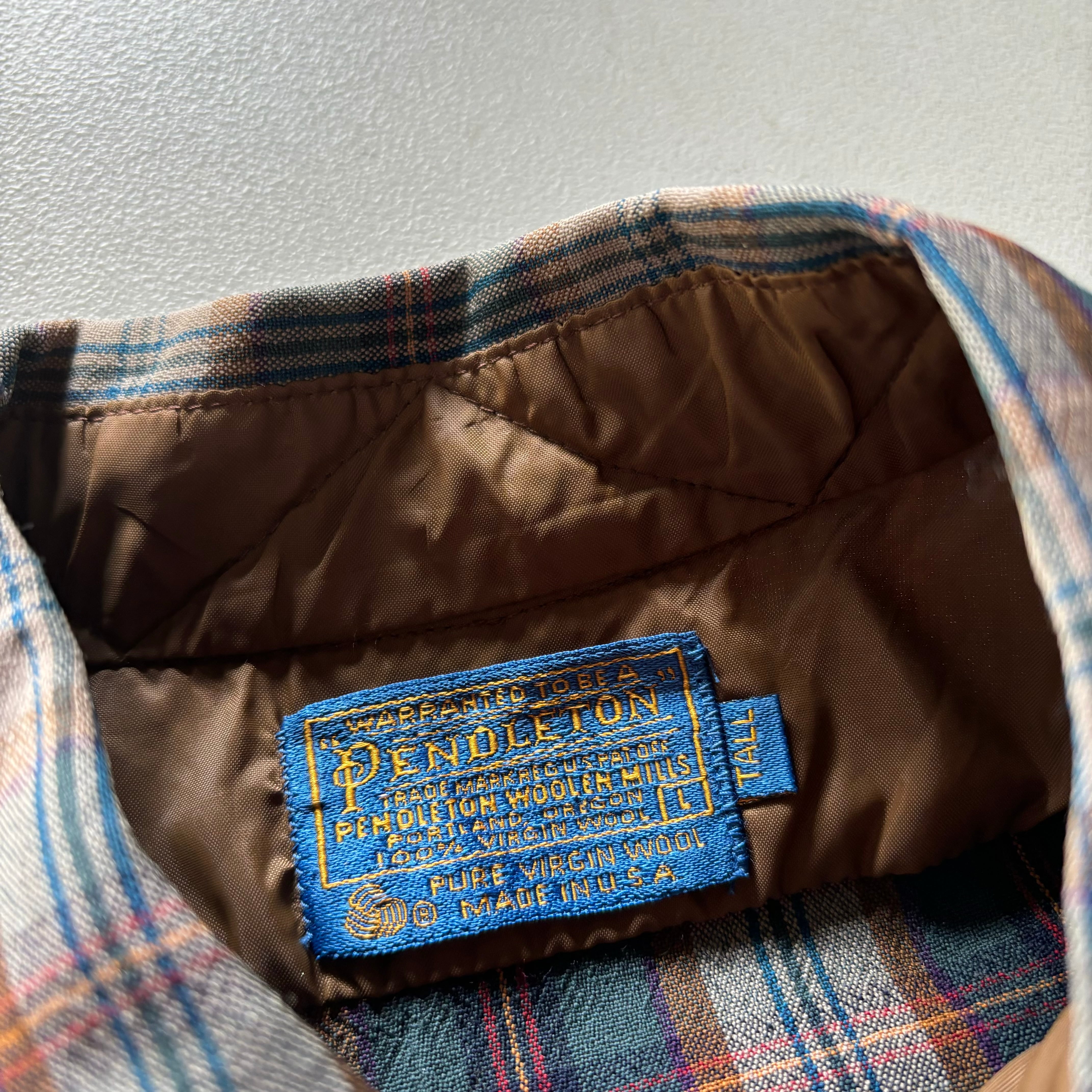 70s Pendleton wool check shirt “size L-TALL” “made in USA 70s Pendleton wool check shirt “size L-TALL” “made in USA