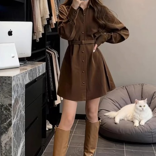 ウエストマークシャツワンピース ・76245