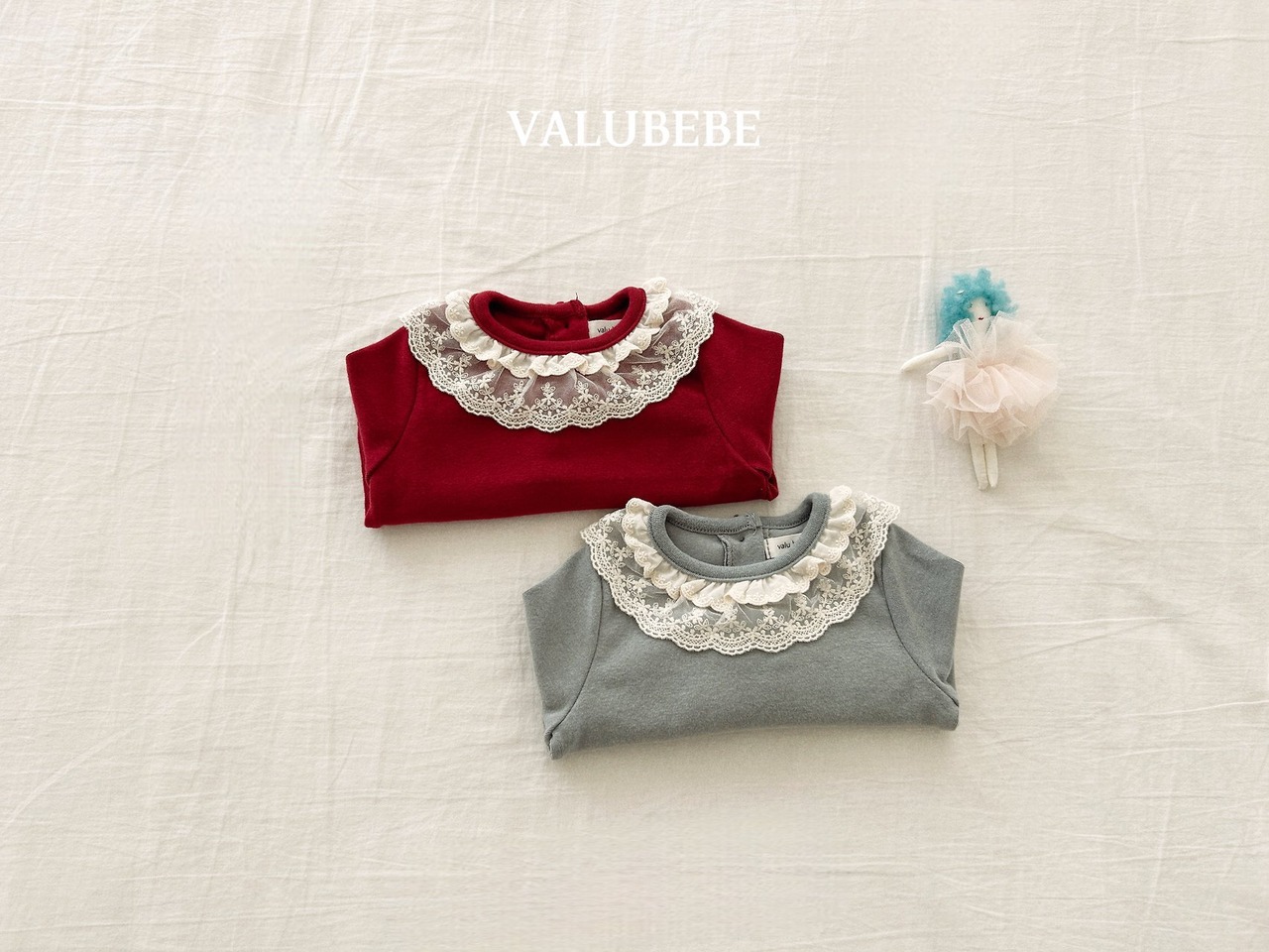 ベルベベ / valubebe / レースカンカンフリルT / 韓国子供服 / ベビー|キッズ / 26winter〖取寄〗*6M~S*