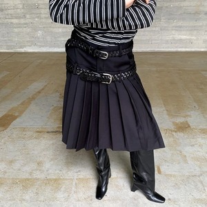 Double Belt Loop Pleats Skirt 501780