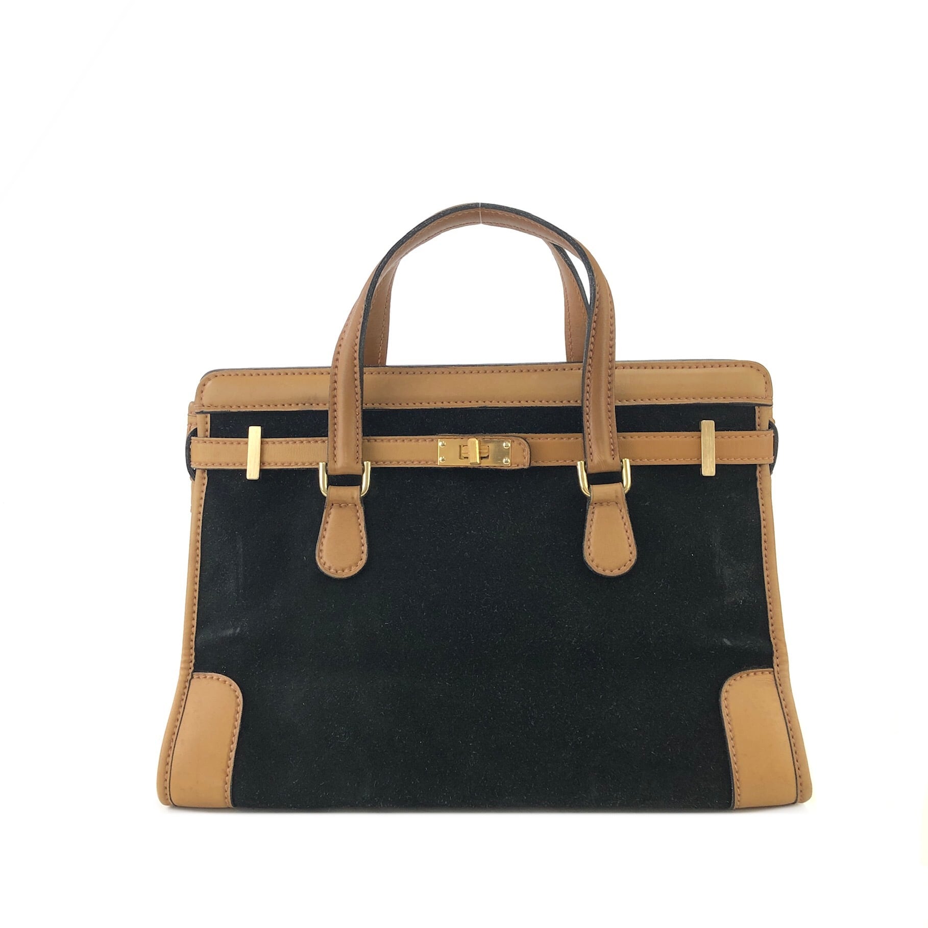 レディース GUCCI グッチ トートバッグ レザー スエード ターンロック 