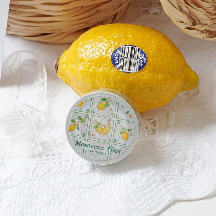 BOKI】マスキングテープ Moroccan Tiles Masking Tape [Lemon Tree