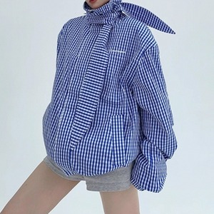 Casual Check Stand collar Loose Jacket 125470