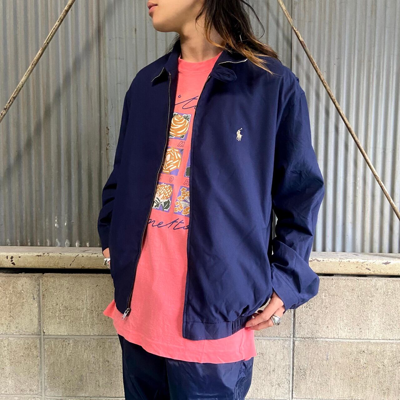ポロバイラルフローレン ポリエステル スイングトップ メンズxl相当 古着 チェックライナー Polo By Ralph Lauren ドリズラージャケット ネイビー 紺色 ブルゾン ジャケット Al Cave 古着屋 公式 古着通販サイト