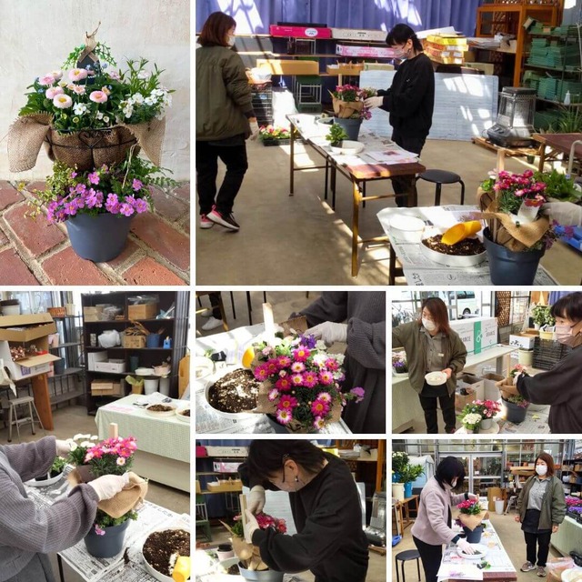 【2026年 3月のフラワーレッスン】"春を重ねるダブルコンテナ(fl2026-03-21)