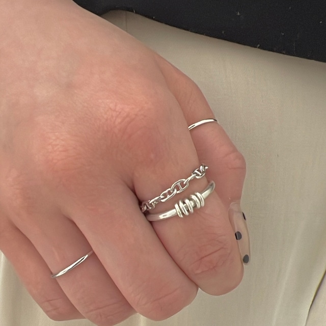 S925 silver/gold H chain ring (R29-2)