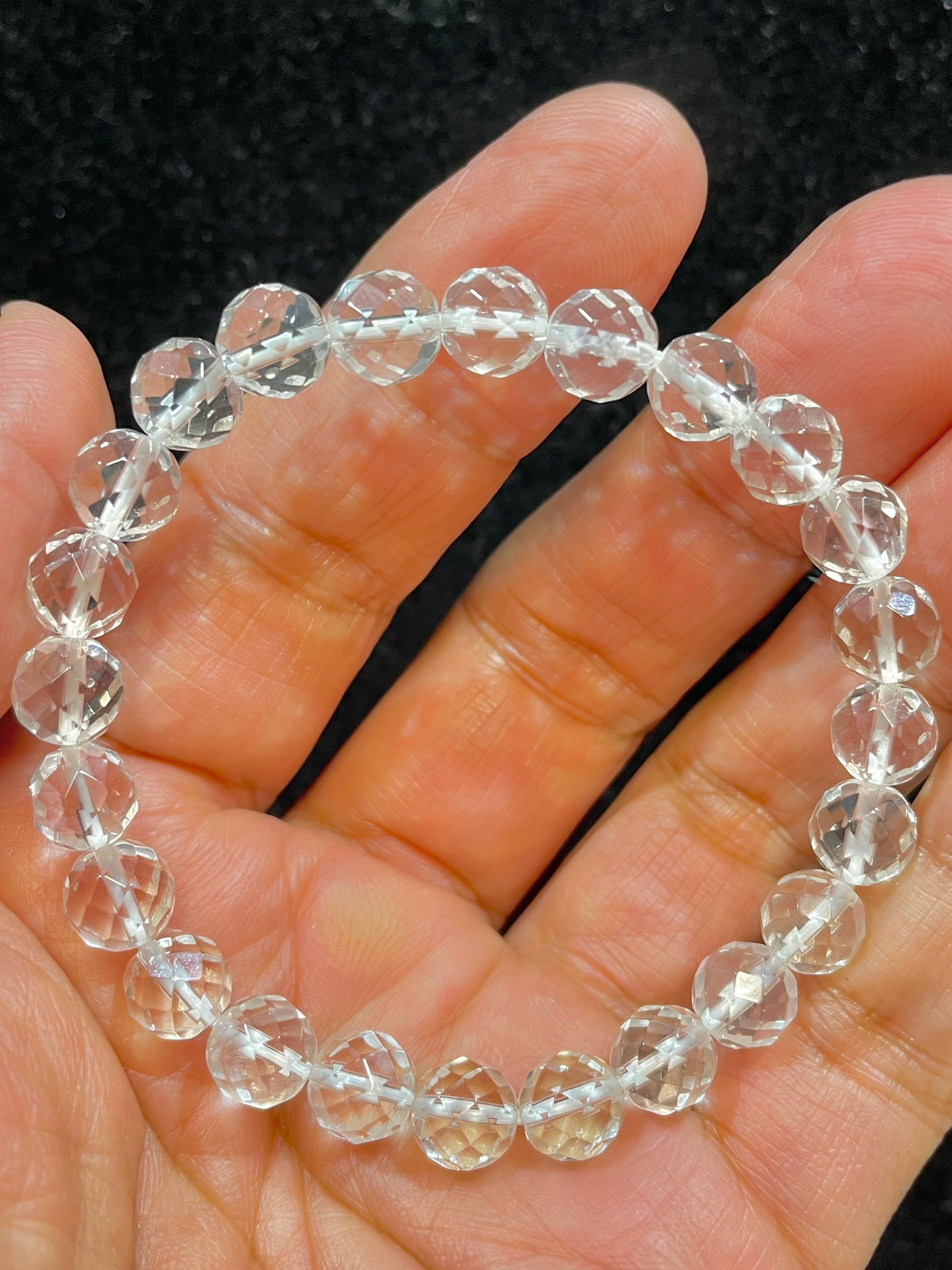 3) 「センティエント・プラズマ」クリスタル・多面ファセットビーズ・ブレスレット8mm