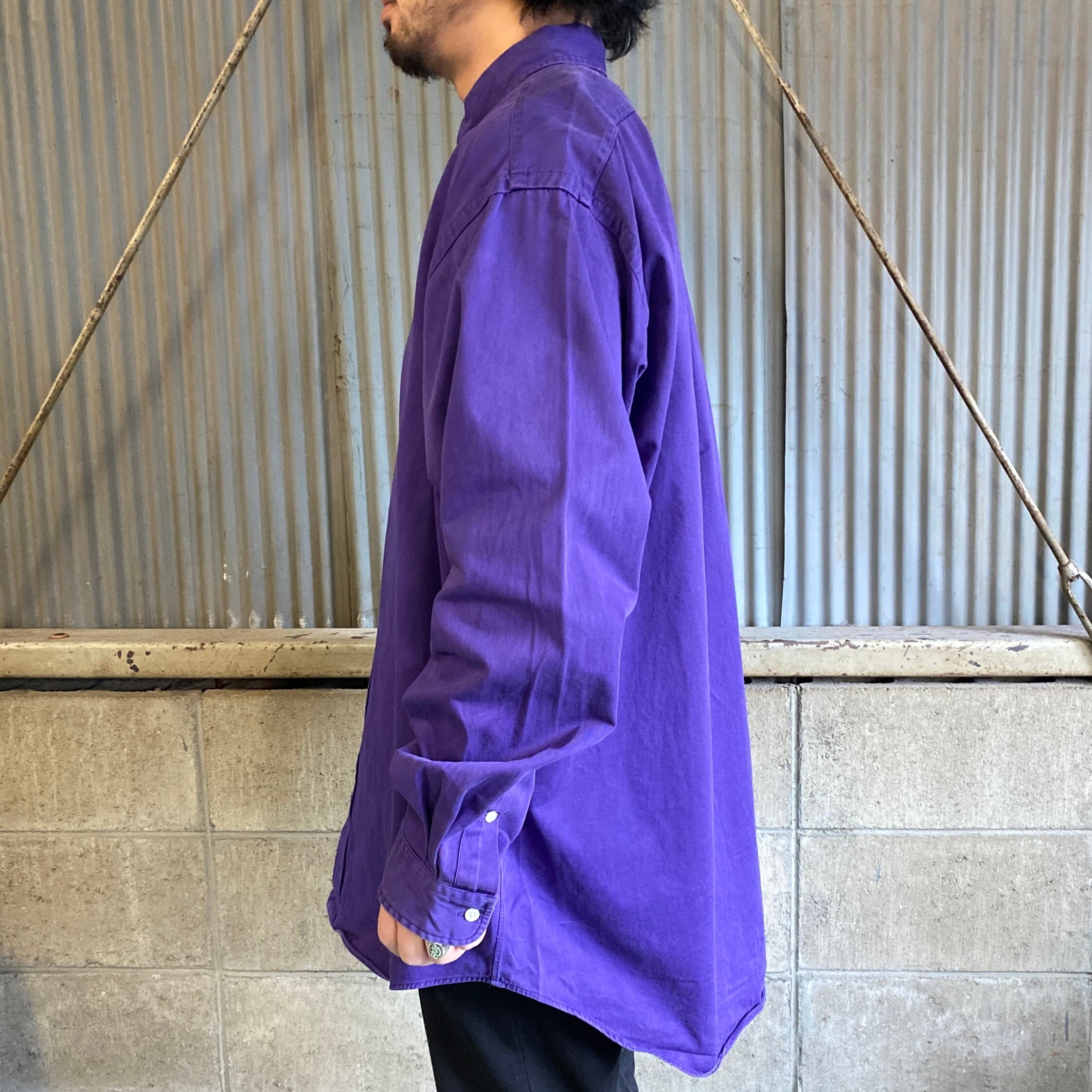 90s Ralph Lauren Shirt LINEN SILK XXL 黒紫 90s Ralph Lauren Shirt LINEN SILK XXL 黒紫