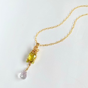Lemon quartz＆Clear quart　Wire jewelry