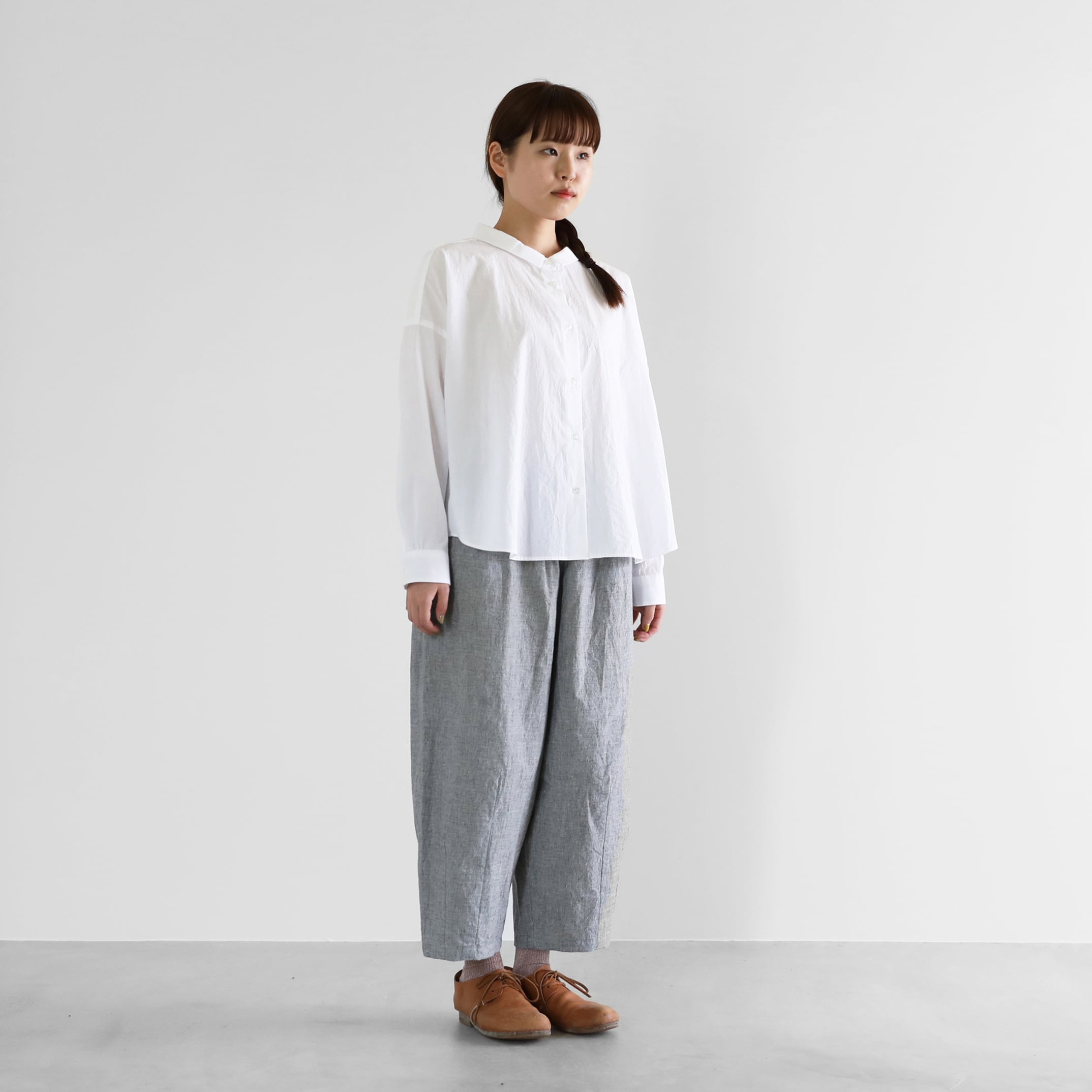 HUIS. 綿麻バフクロスバルーンパンツ（グレー）506 HUIS 綿麻(コットンリネン)バフクロスバルーンパンツ（グレー）【ユニ