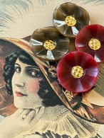 Japanese Vintage ヴィンテージボタン レッド/ブラウン ×ゴールド 20mm アクセサリーパーツ 装飾材 カルトナージュ