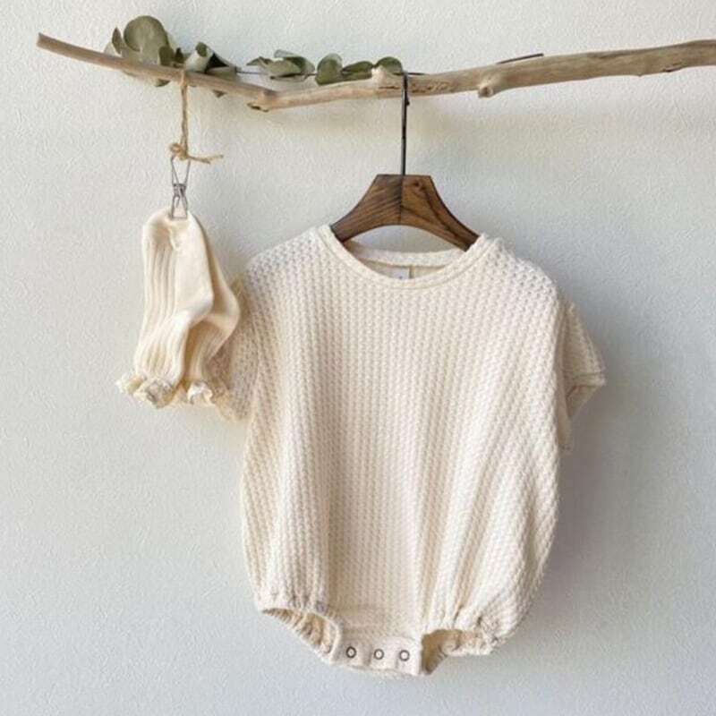 【BABY】夏新作韓国風ミニマリズムワッフルロンパース