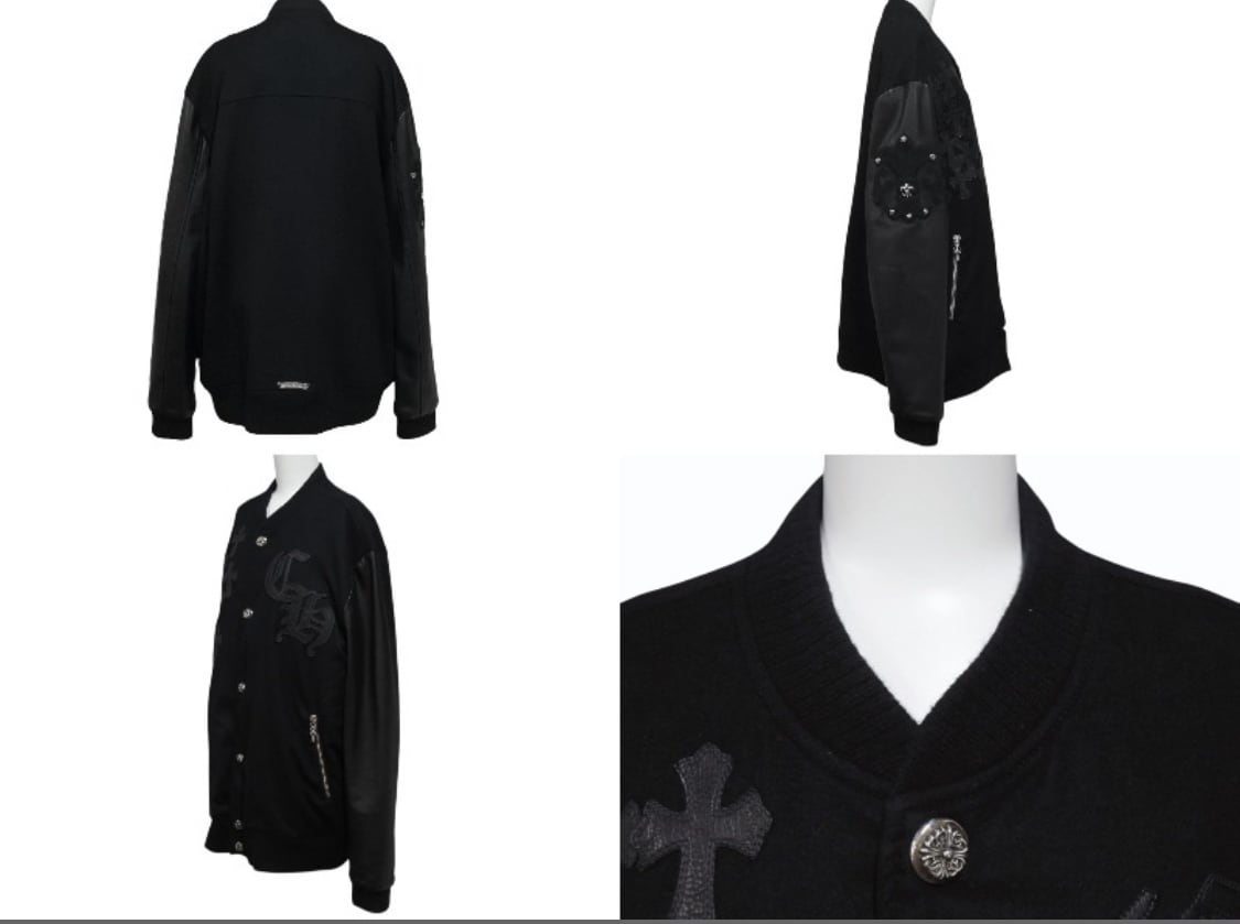 CHROME HEARTS スタジアムジャケット ブラック CHROME HEARTS クロムハーツ PPO MATTY BOY LETTERMAN JACKET クロス