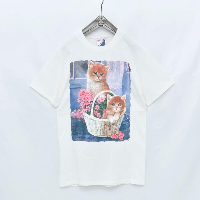 【美品】USA製 可愛い ネコちゃん ファンシー プリント アニマル Tシャツ ビンテージ