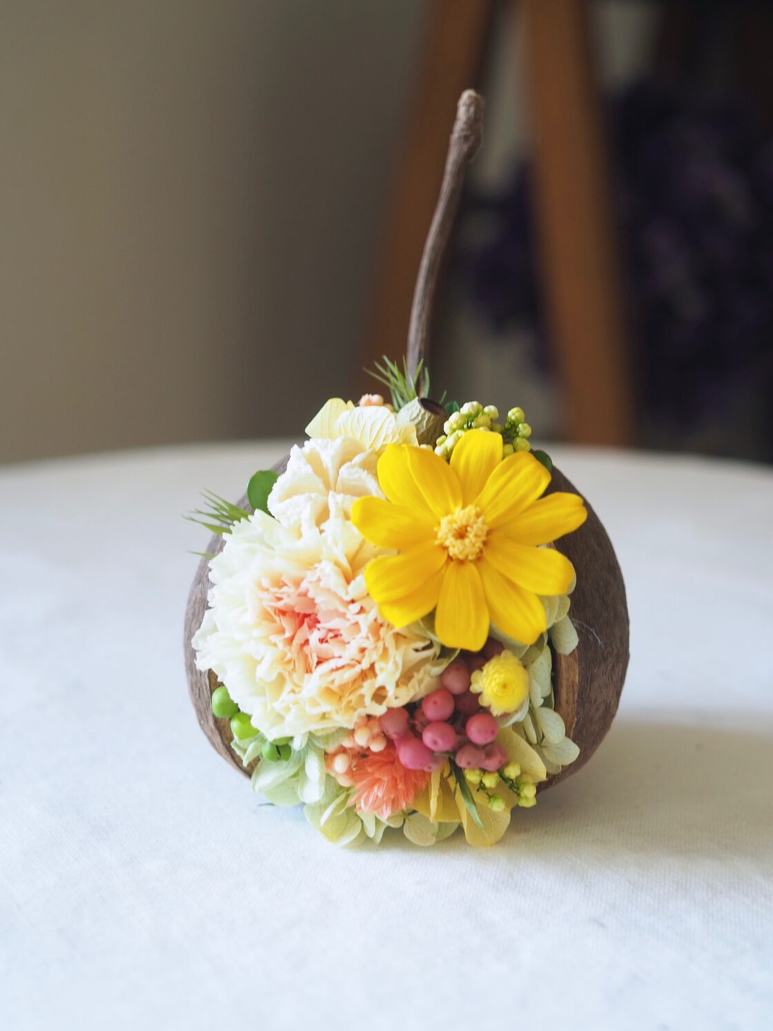 ブッダナッツのプリザーブドアレンジ（小）イエロー | Pay ID 