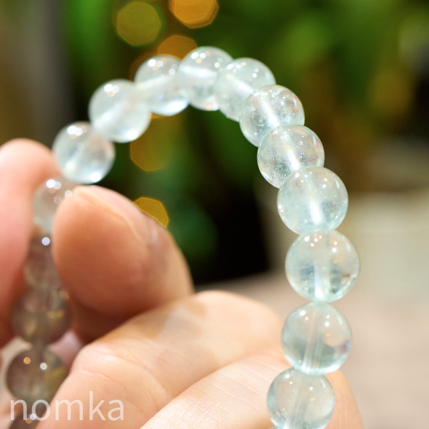 【ラムネ色の清涼感】ミントアクアマリンAA 一連ブレスレット (8.5mm/約17cm)
