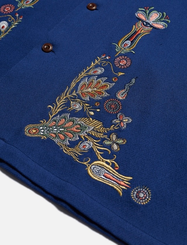 Nudie jeans ヌーディージーンズ  2023 summer collection Vincent Floral French Blue 刺繍シャツ