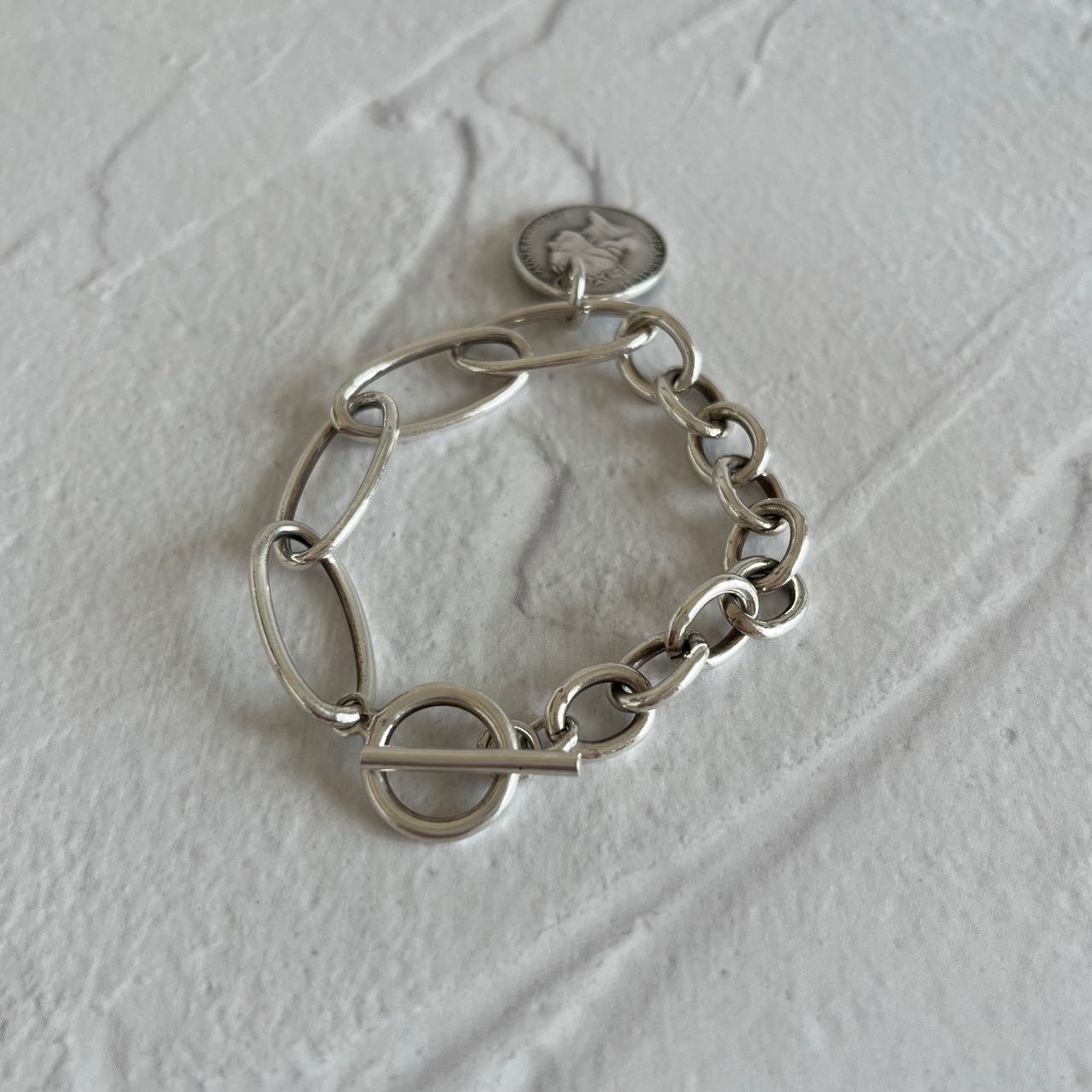 Silver925 coin charm chain bracelet 0043 | #FFF
